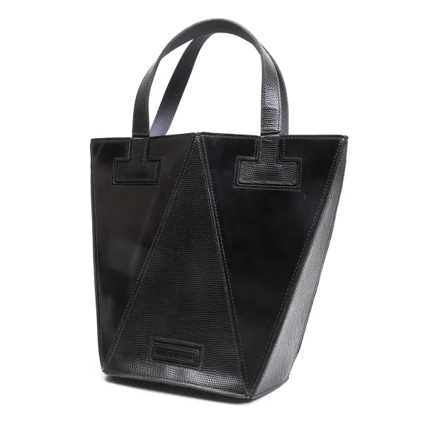 ISSEY MIYAKE Switching Leather Tote Bag Black  K-163394_001