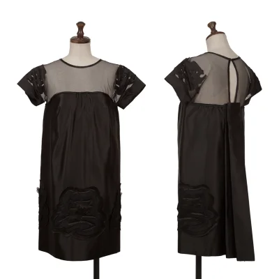 VIVIENNETAM Mesh Switching Silk Patch Design Tunic