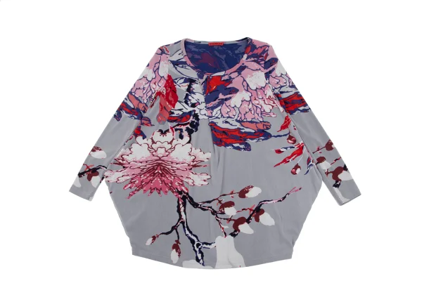 VIVIENNETAM Floral Printed Side Volume Mesh T-shirt K-163401_002