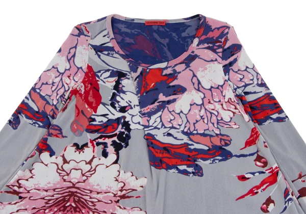 VIVIENNETAM Floral Printed Side Volume Mesh T-shirt K-163401_003