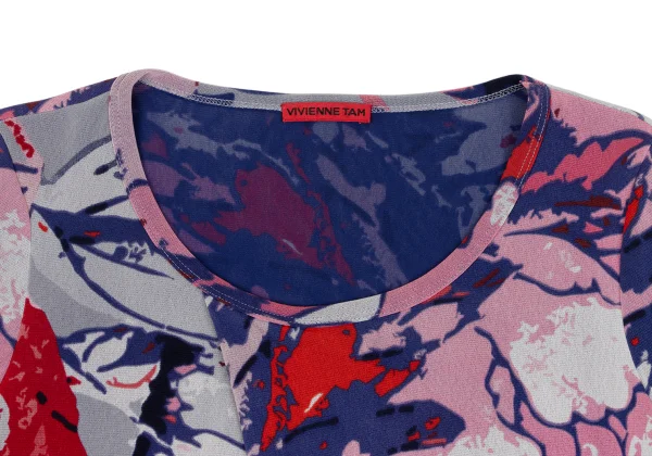 VIVIENNETAM Floral Printed Side Volume Mesh T-shirt K-163401_004