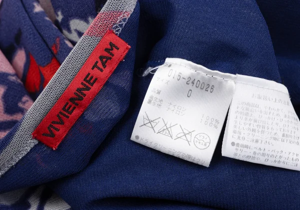 VIVIENNETAM Floral Printed Side Volume Mesh T-shirt K-163401_018