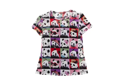 VIVIENNETAM Panda Printed Mesh Short Sleeve T-shirt