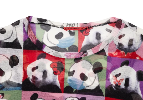 VIVIENNETAM Panda Printed Mesh Short Sleeve T-shirt K-163402_003
