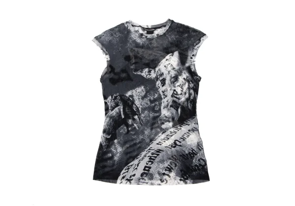 VIVIENNETAM Pig Printed Mesh Sleeveless Top K-163403_002