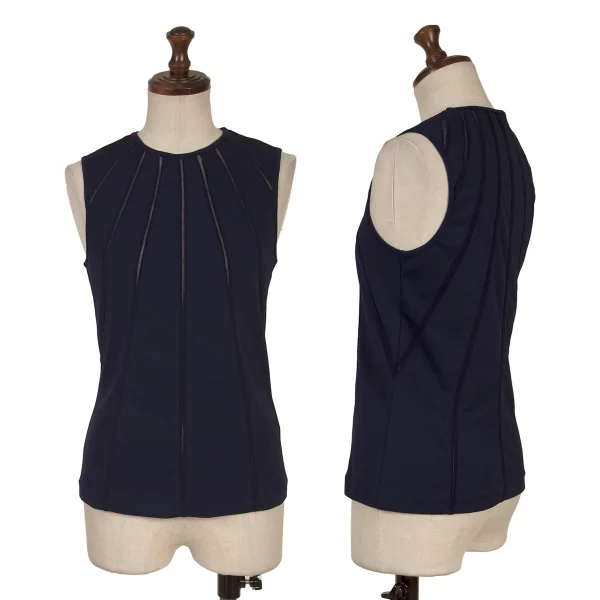 VIVIENNETAM Striped Sleeveless Top Navy 0 K-163404_001