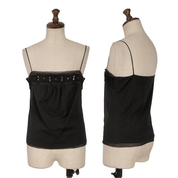 VIVIENNETAM Bijou Lace Patch Camisole Black 1 K-163405_001