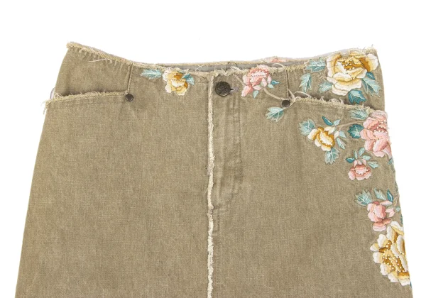 VIVIENNETAM Floral Embroidered Denim Skirt K-163410_005