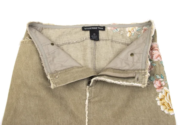 VIVIENNETAM Floral Embroidered Denim Skirt K-163410_008