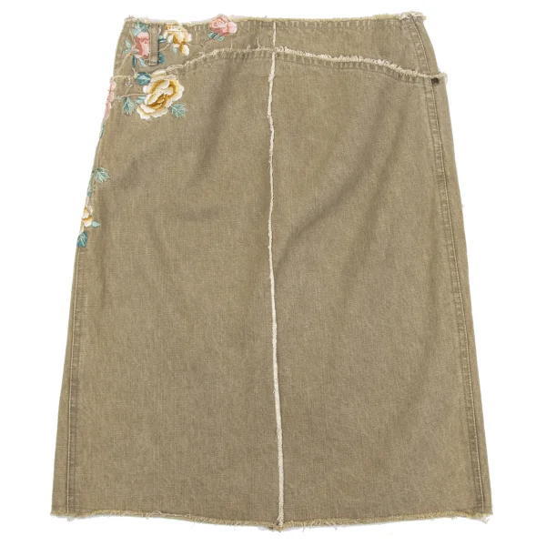 VIVIENNETAM Floral Embroidered Denim Skirt K-163410_014