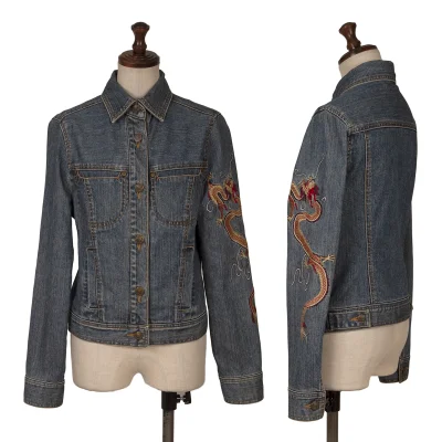 VIVIENNETAM Dragon Embroidery Denim Trucker Jacket