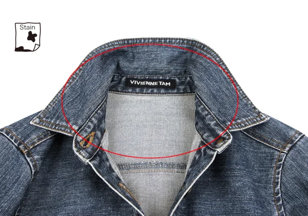 VIVIENNETAM Dragon Embroidery Denim Trucker Jacket K-163411_005