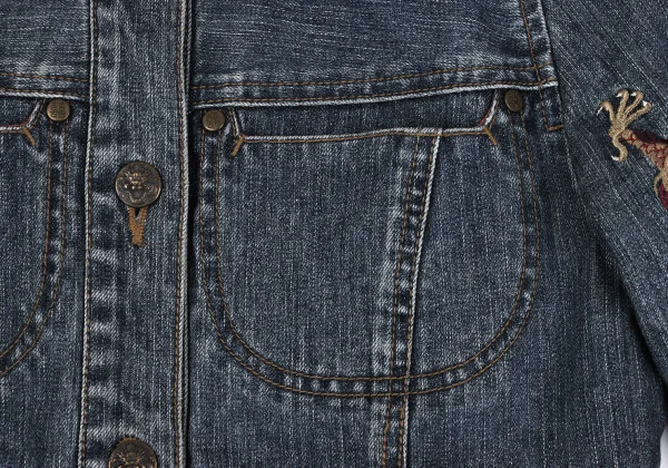 VIVIENNETAM Dragon Embroidery Denim Trucker Jacket K-163411_007