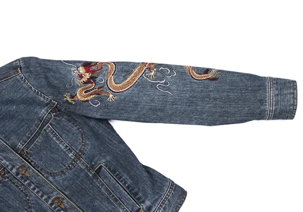 VIVIENNETAM Dragon Embroidery Denim Trucker Jacket K-163411_008