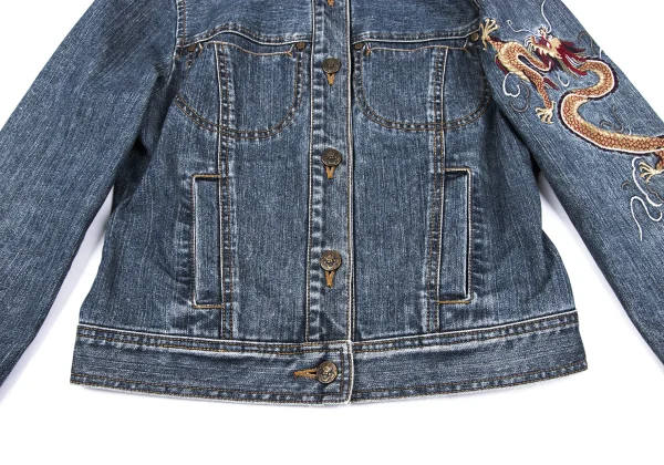 VIVIENNETAM Dragon Embroidery Denim Trucker Jacket K-163411_012