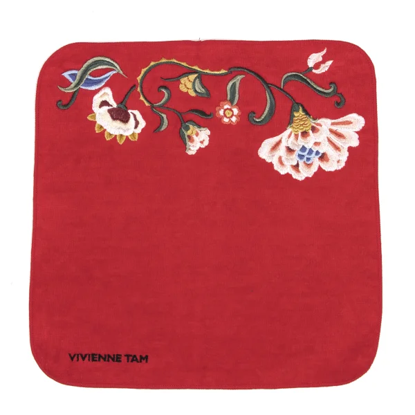 VIVIENNETAM Floral Embroidery Handkerchief Red  K-163414_001