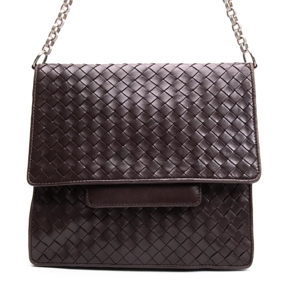 BOTTEGA VENETA Intrecciato Leather Chain Shoulder Bag K-163415_003