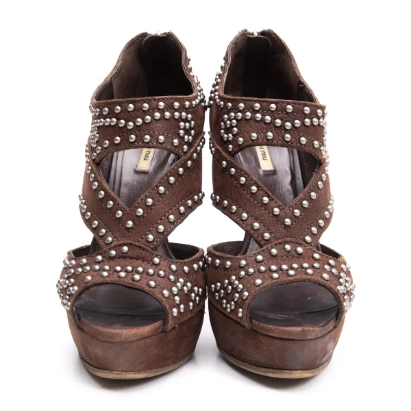 MIU MIU Studs Suede Heel Sandal K-163416_004