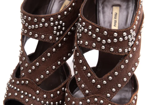MIU MIU Studs Suede Heel Sandal K-163416_006