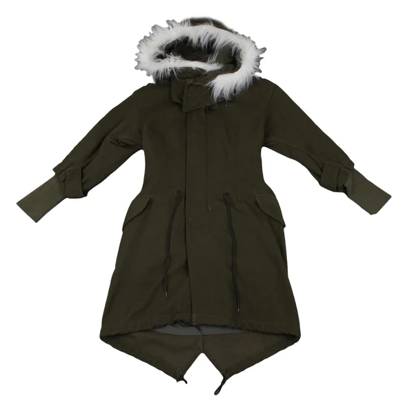 JUNYA WATANABE COMME des GARCONS Faux Fur Hood Detachable Mods Coat K-163422_002