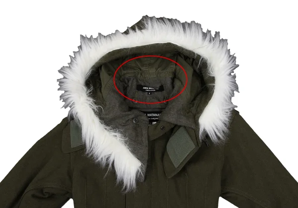 JUNYA WATANABE COMME des GARCONS Faux Fur Hood Detachable Mods Coat K-163422_004