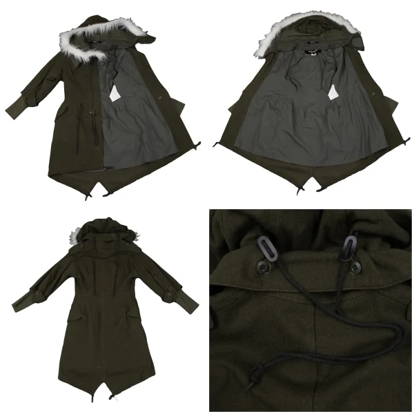 JUNYA WATANABE COMME des GARCONS Faux Fur Hood Detachable Mods Coat K-163422_007