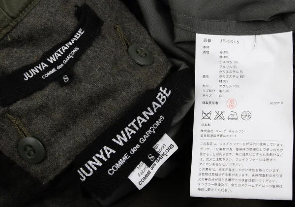 JUNYA WATANABE COMME des GARCONS Faux Fur Hood Detachable Mods Coat K-163422_020