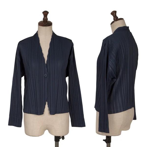 PLEATS PLEASE Pleats Collarless Jacket Navy 3 K-163424_001