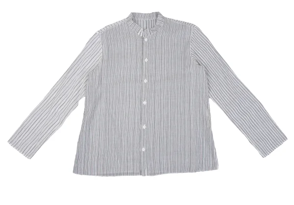 JURGEN LEHL Cotton Mao Collar Striped Shirt K-163431_002