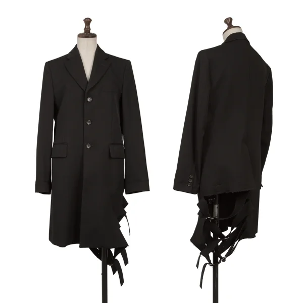 COMME des GARCONS Wool Hem Belted Long Jacket Black XS K-163438_001