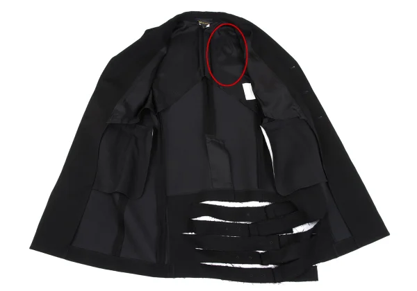 COMME des GARCONS Wool Hem Belted Long Jacket K-163438_012