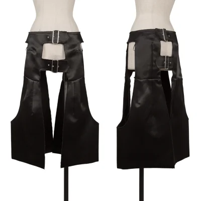 COMME des GARCONS Satin Cut-off Design Belted Chaps Skirt