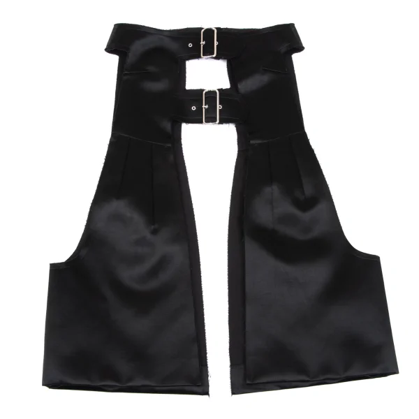 COMME des GARCONS Satin Cut-off Design Belted Chaps Skirt K-163450_002