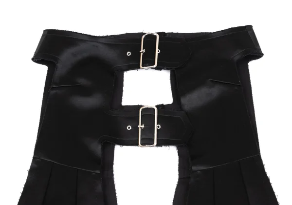 COMME des GARCONS Satin Cut-off Design Belted Chaps Skirt K-163450_003