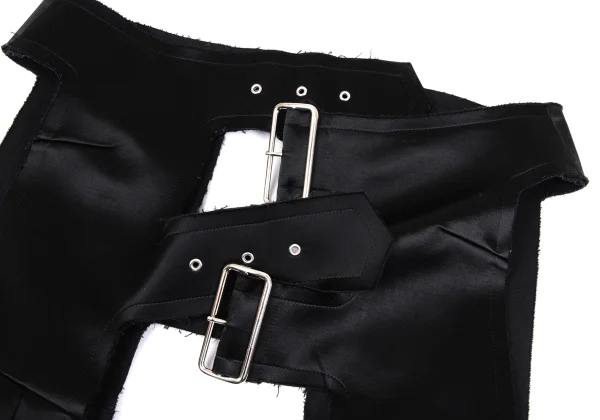 COMME des GARCONS Satin Cut-off Design Belted Chaps Skirt K-163450_004