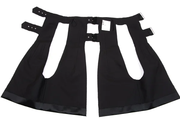 COMME des GARCONS Satin Cut-off Design Belted Chaps Skirt K-163450_006