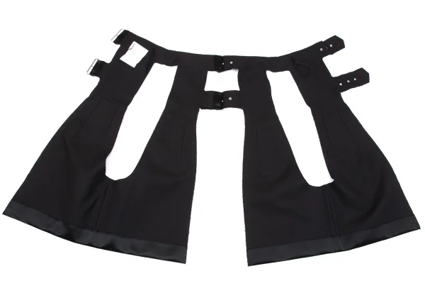 COMME des GARCONS Satin Cut-off Design Belted Chaps Skirt K-163450_009