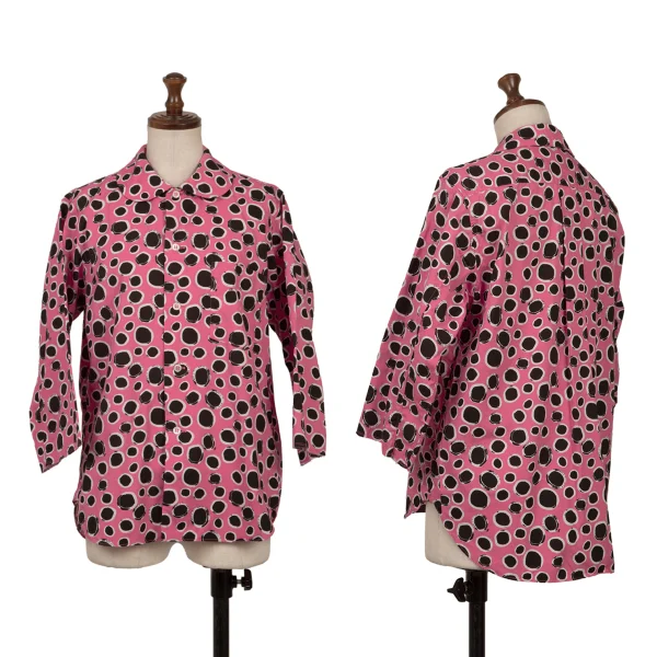 BLACK COMME des GARCONS Graphic Dot Print Round Collar Blouse Pink,Black XS K-163460_001