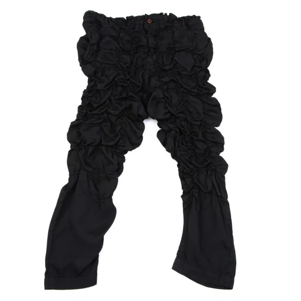 COMME des GARCONS HOMME PLUS Shadow Stripe Shirred Cropped Pants Black XS K-163465_001