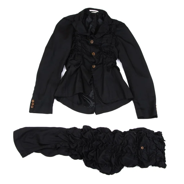 コムデギャルソン オムプリュスCOMME des GARCONS HOMME PLUS シャドーストライプシャーリングデザインセットアップ 黒XS K-163466_001