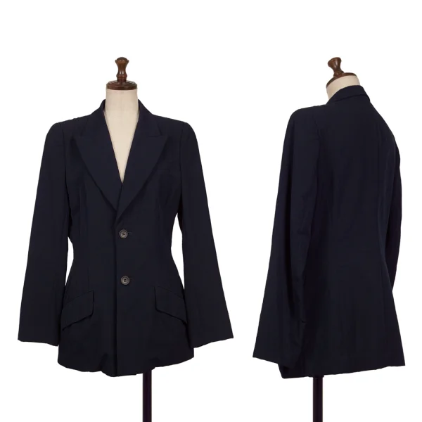 Y's Wool Gaba Darts Waist Jacket Navy S-M K-163493_001