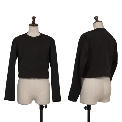 Y's Poly Collarless Cropped Zip Blouson