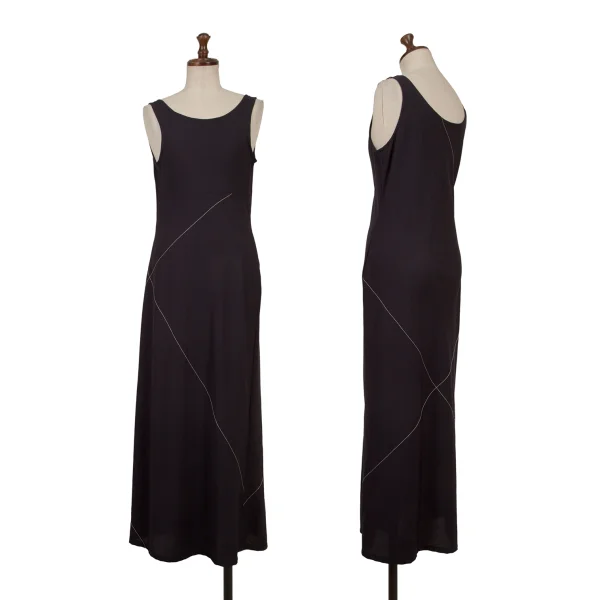 Y's White Stitch Wool Sleeveless Dress Navy S-M K-163497_001