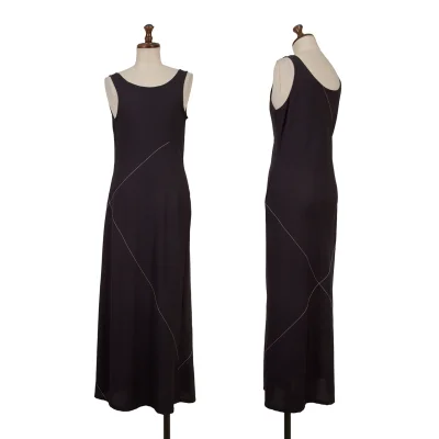 Y's White Stitch Wool Sleeveless Dress