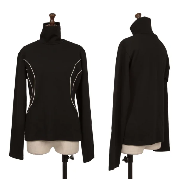 Y's Piping Switch Wool Blend High Neck Knit Top Black S-M K-163500_001