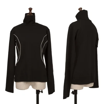 Y's Piping Switch Wool Blend High Neck Knit Top