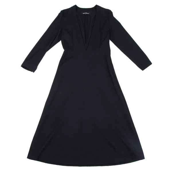 tricot COMME des GARCONS Wool Gaba V-neck Long Sleeve Dress K-163504_002