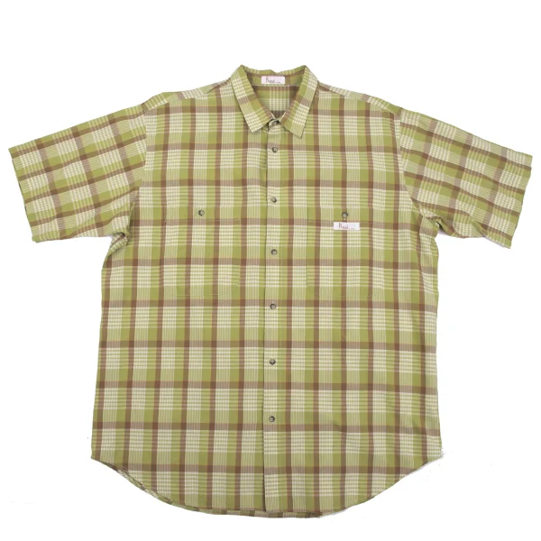Papas Checked Short Sleeve Shirt  Light Green,Brown L K-163515_001