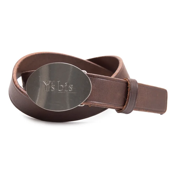 Y's bis Logo Metal Buckle Leather Belt Brown  K-163516_001