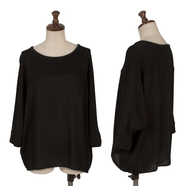 Y's Material Switching Dolman Sleeve Top Black 2 K-163522_001